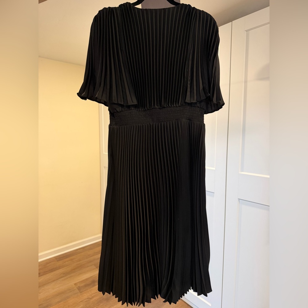 Express Black Pleated V-Neck Maxi Dress - Picture 2 of 2